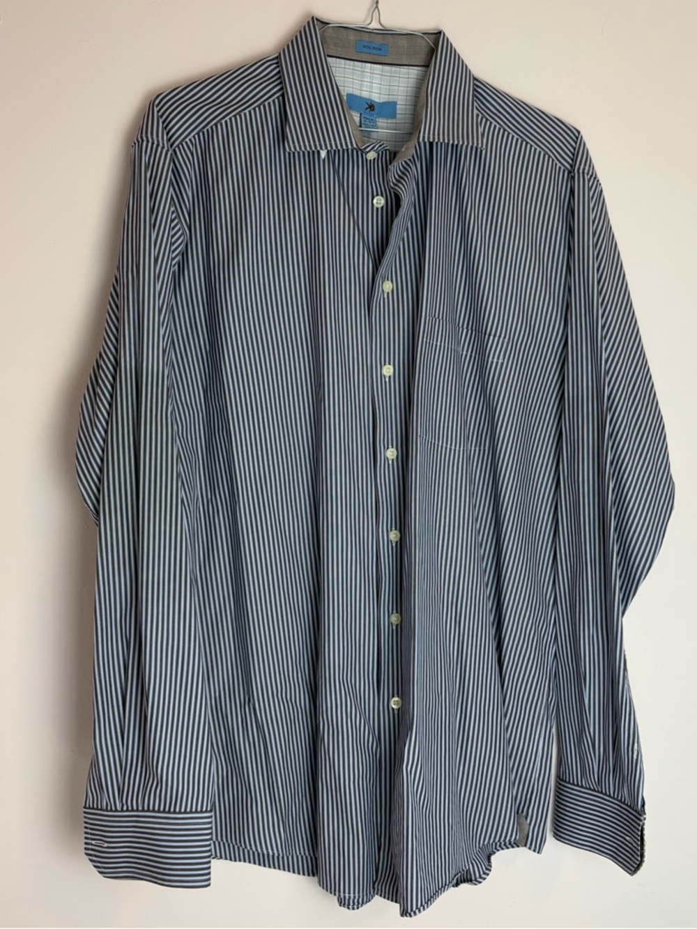 Egara Navy and White Pinstripe Dress Shirt